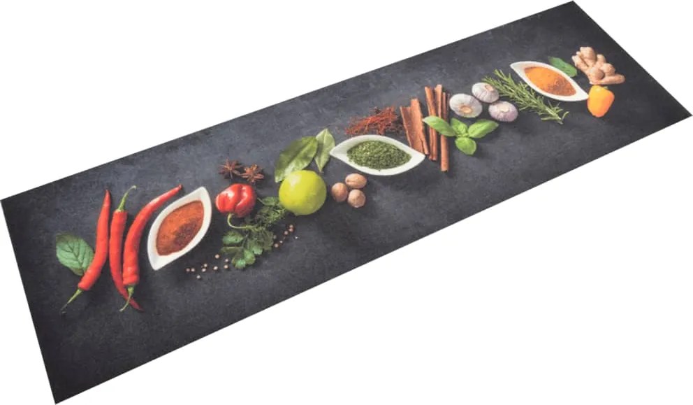 vidaXL mosható fűszermintás bársony konyhaszőnyeg 45 x 150 cm