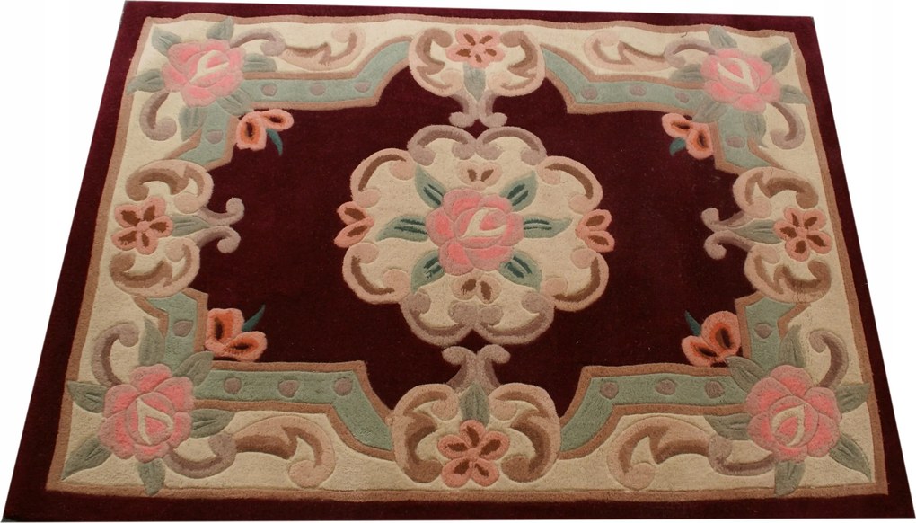 Aubusson gyapjú szőnyeg 100x140 bordó