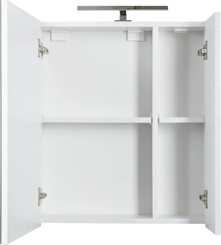 Piramida AKVA Tükrös fürdőszobai szekrény - 2 ajtós kivitel - LED világítással - 60 x 69 x 13 cm