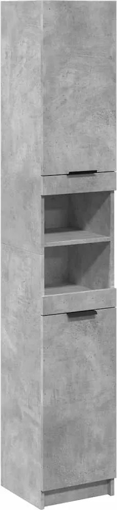 vidaXL betonszürke szerelt fa fürdőszobaszekrény 32x34x188,5 cm
