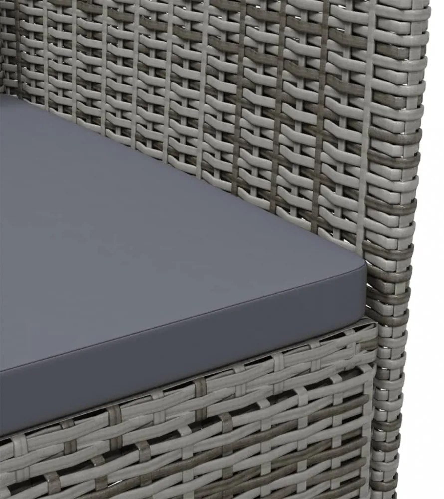 2 db szürke polyrattan kerti szék párnával