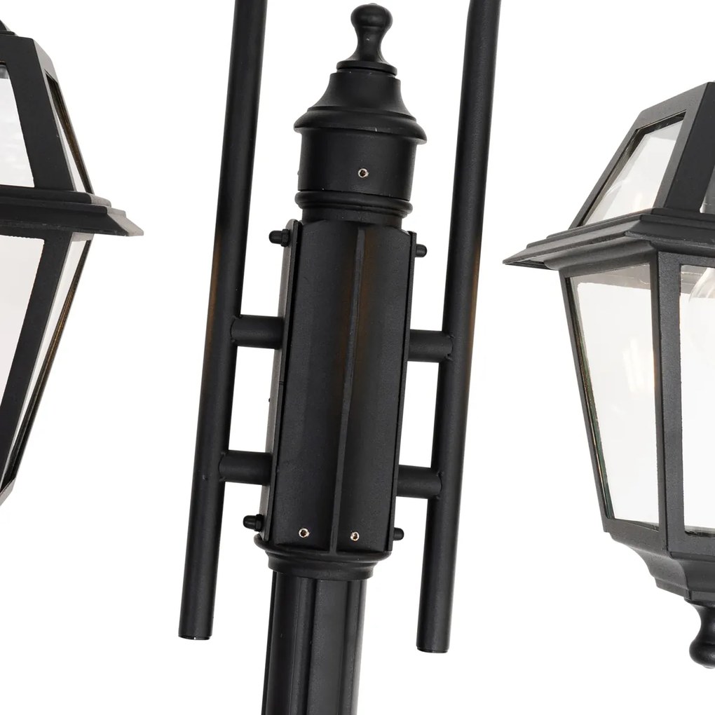 Klasszikus kültéri lámpa fekete 235 cm 2-lámpás IP44 - Berta