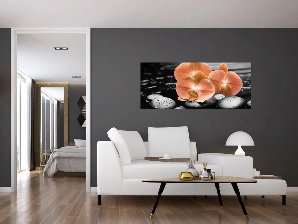 Kép - Narancssárga orchideák (120x50 cm)