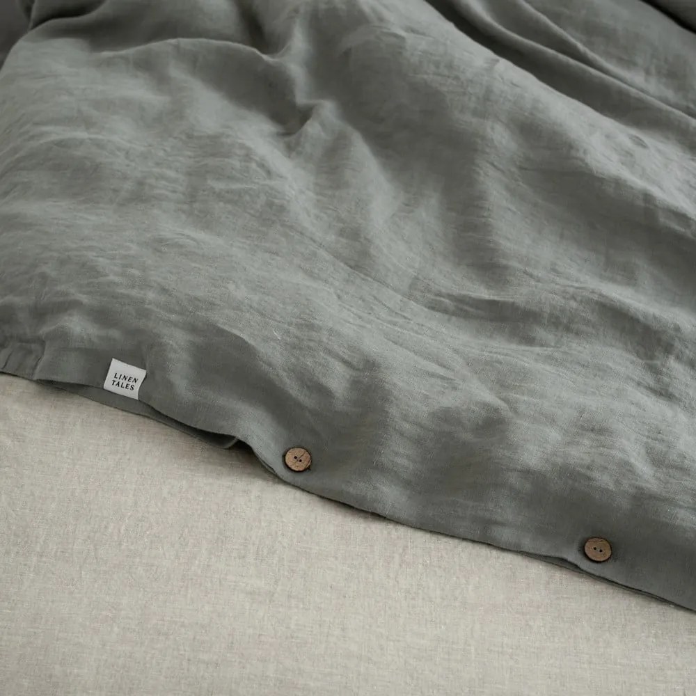 Khaki kétszemélyes hosszabbított len ágyneműhuzat 200x220 cm – Linen Tales