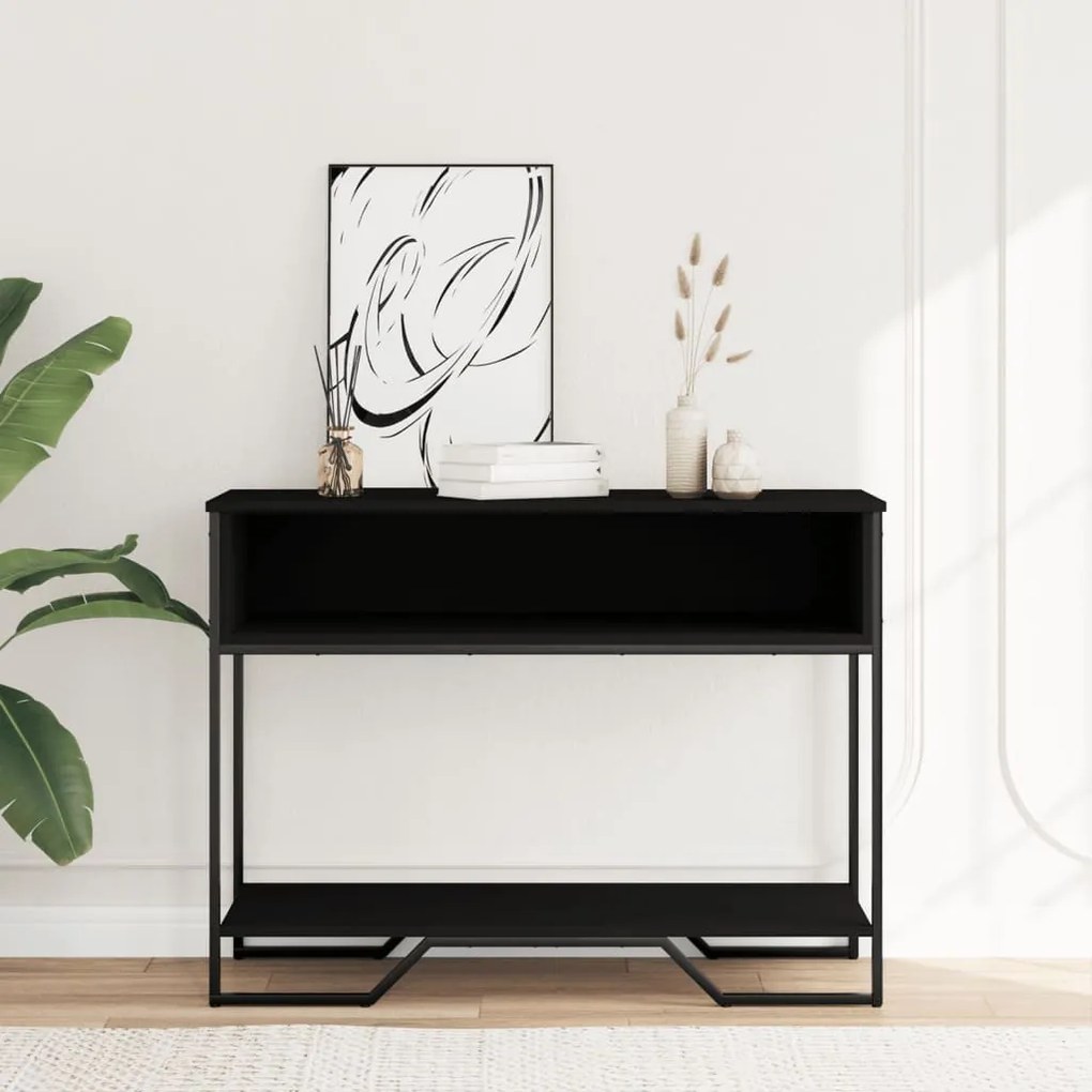 fekete szerelt fa tálalóasztal 100 x 35 x 74,5 cm