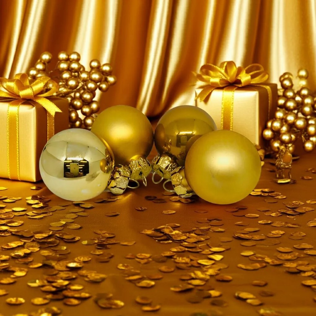 Aranyszínű üveg karácsonyi gömb szett 16*3cm