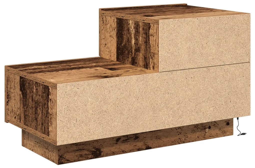 Éjjeli Szekrény LED Világítással Régi Fával 100x36x49 cm