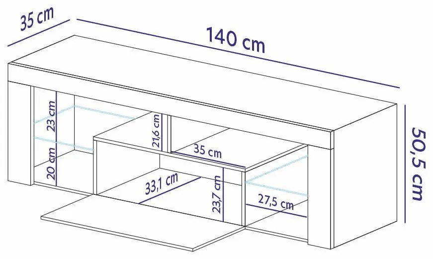 Tv szekrény/asztal Bionca  (fehér + szürke). 1098600