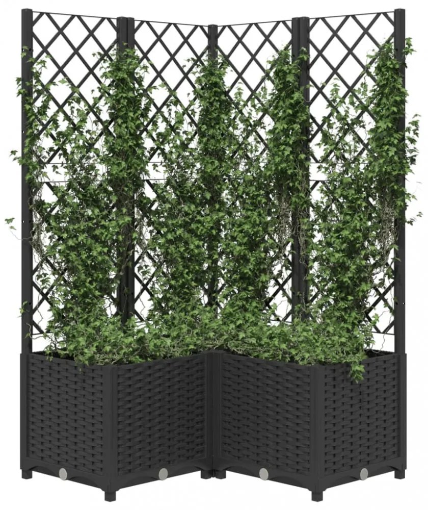 fekete polipropilén rácsos kerti ültetőláda 80 x 80 x 136 cm