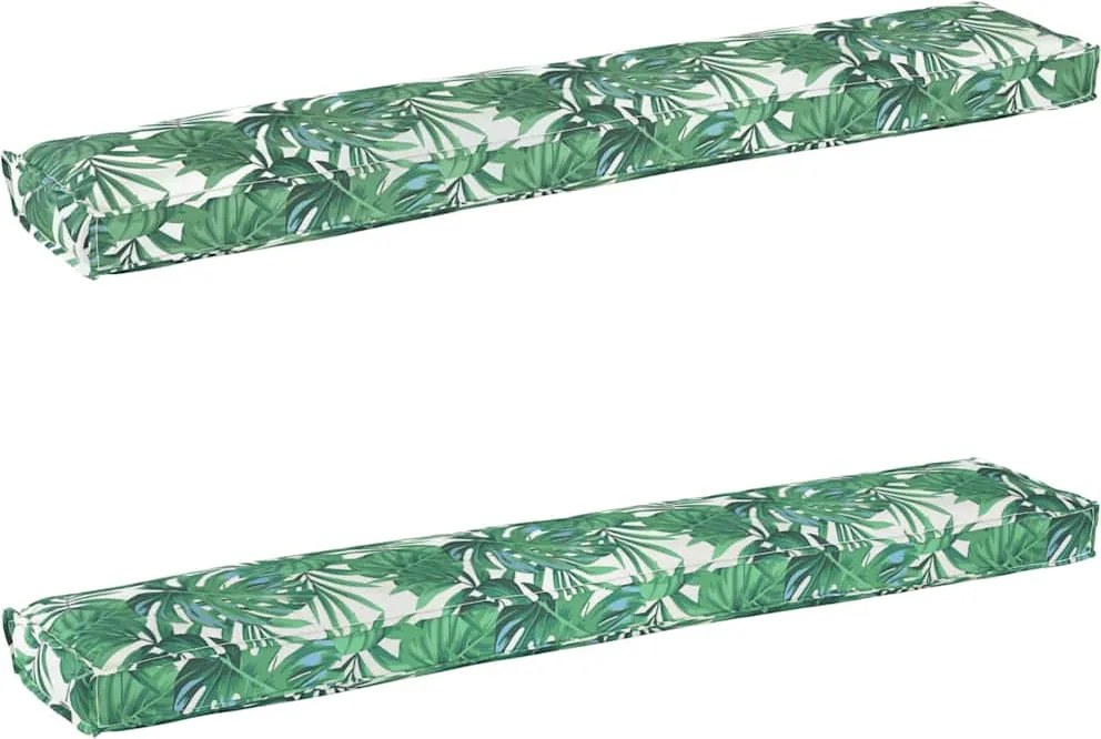 vidaXL Raklap párna készlet 2 pcs Levél mintázat 200 x 40 x 8 cm