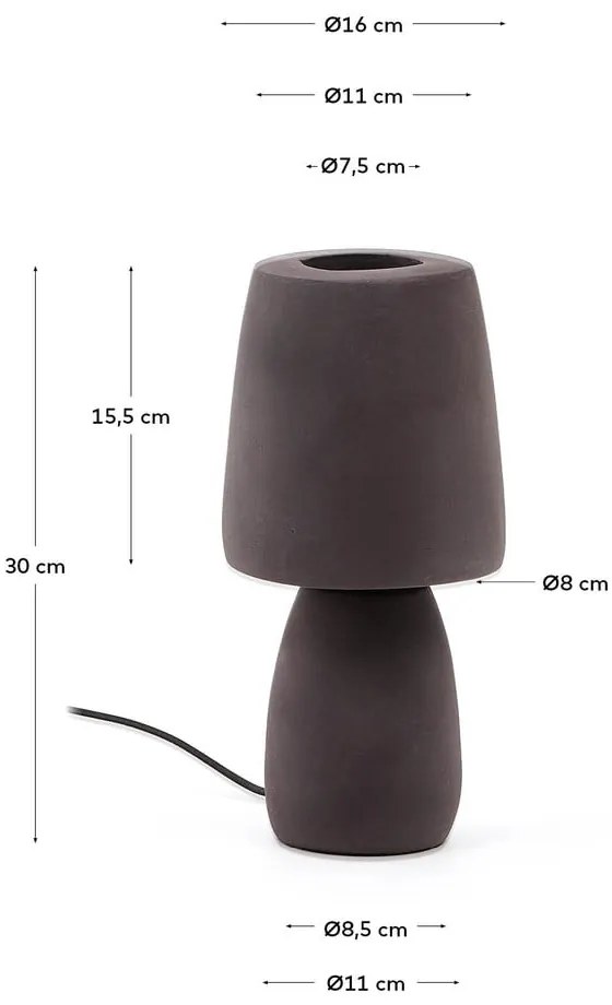 Sötétbarna asztali lámpa (magasság 30 cm) Tandy – Kave Home