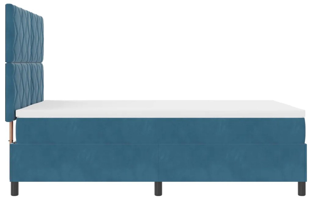 Boxspring Ágy Matrac Kalapáccsal Sötétkék 140x200 cm Bársony