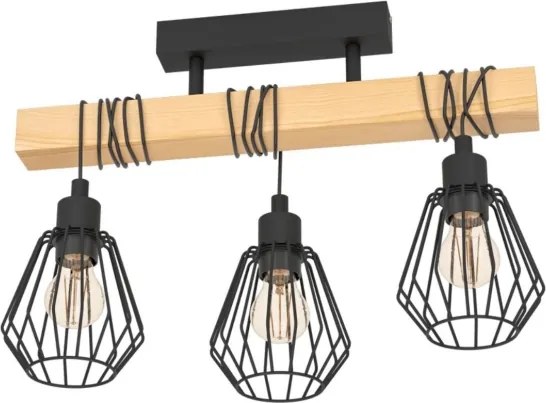 Eglo 780168 - Felületre szerelhető csillár TABODI 3xE27/40W/230V fenyő/fekete