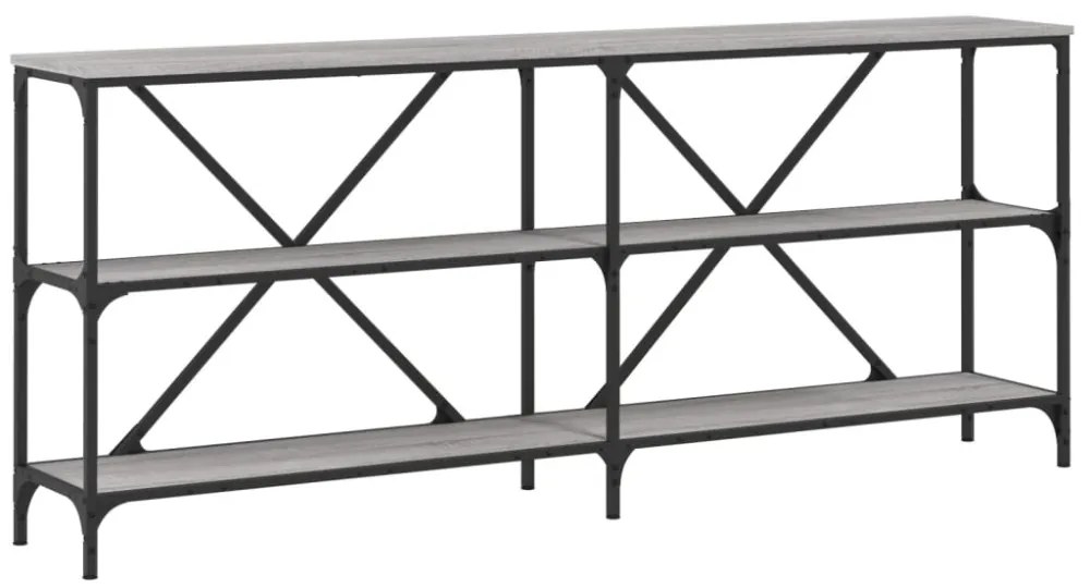szürke sonoma szerelt fa és vas konzolasztal 180x30x75 cm