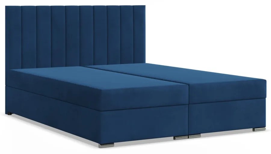 Agen ágy, bársony, 160 x 200, ágyneműtartóval, kék