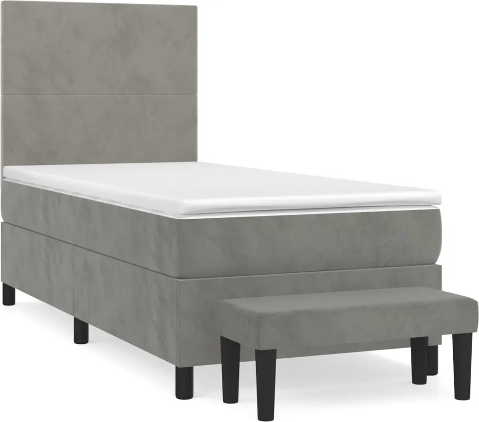 vidaXL világosszürke bársony rugós ágy matraccal 80 x 200 cm