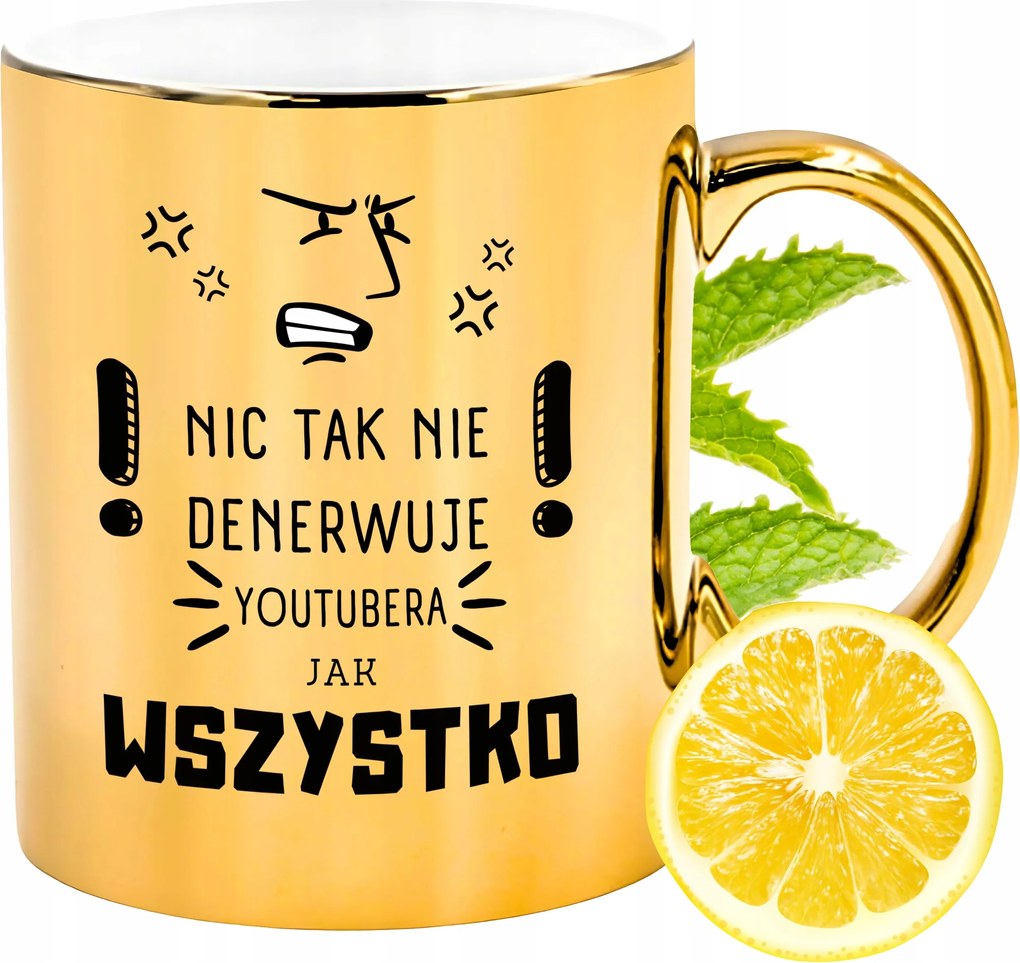 Arany csillogó bögre Youtubernek Ajándék Nyomtatott Fotóval