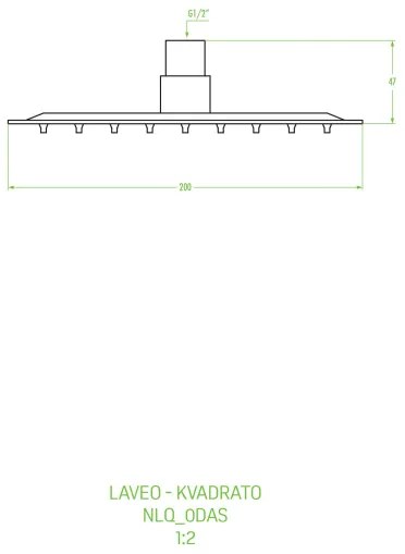 Laveo Kvadrato, fejzuhany 200x200 mm négyzet, króm, LAV-NLQ_0DAS