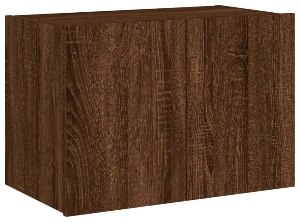 barna tölgyszínű fali TV-szekrény LED-del 60x35x41 cm