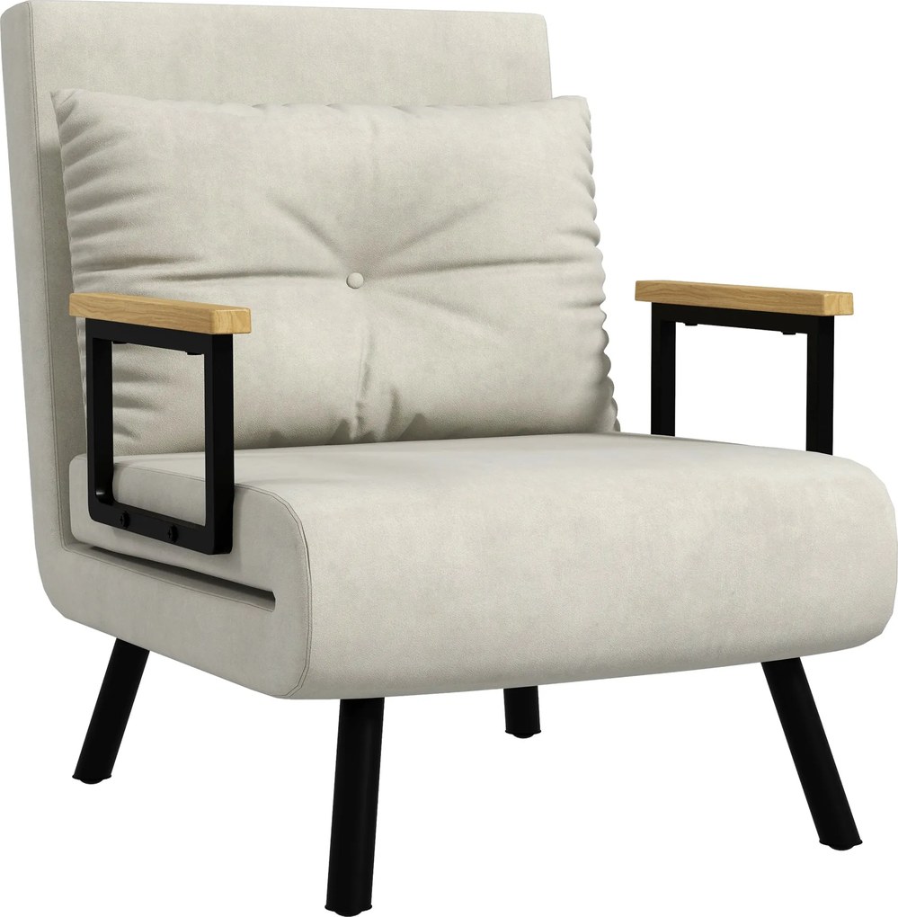 HOMCOM Egyszemélyes Átalakítható Karosszék 4 az 1-ben Átalakítható Kanapé Karosszék Ágy Állítható 5 Pózú Támlával, Párnát Tartalmaz, 1 Személyes Kanap