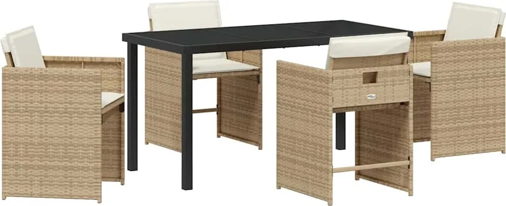 vidaXL Kert étkező szett 5 pcs Bézs polirattan