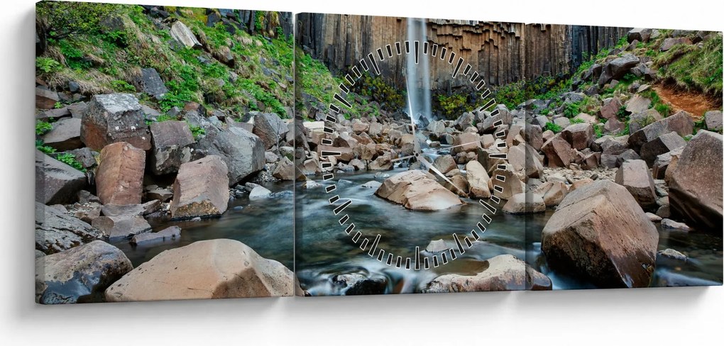 Kép - Svartifossi vízesés, Izland (órával) (90x30 cm)