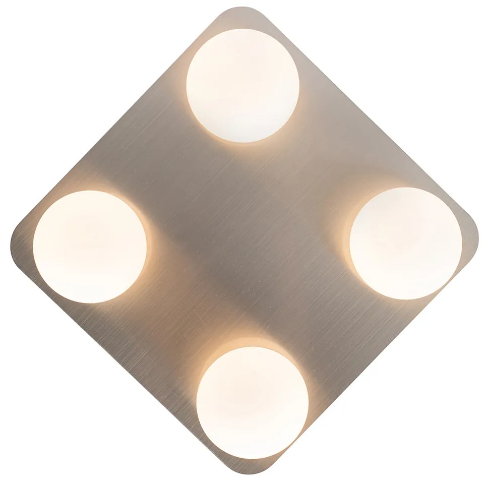 Modern fürdőszobai mennyezeti lámpa acél négyzet 4-lámpás - Cederic