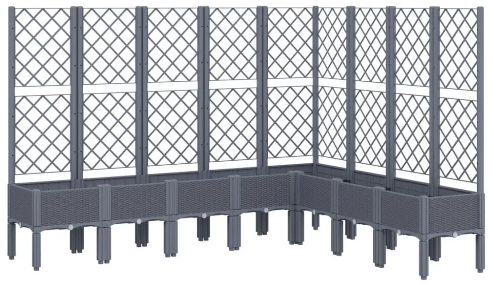 kékszürke polipropilén rácsos kerti ültetőláda 200 x 160 x 142 cm