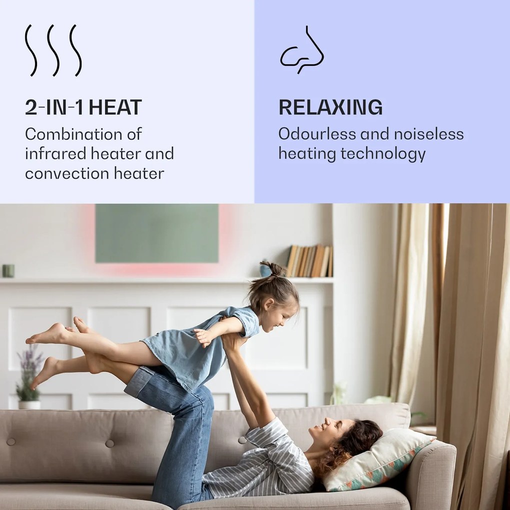 Klarstein Mojave 750 smart, infravörös hősugárzó 2 az 1-ben, konvektor, 85 x 60 cm, 750 W, RGB világítás