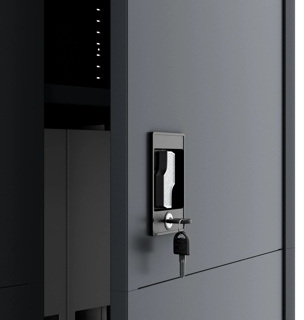 Fém iratszekrény JAN, 900 x 1850 x 400 mm, Smart: antracit