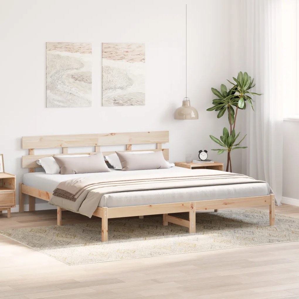 Fenyőfa Ágykeret Természetes fa Tömör fenyőfa 180 x 200 cm Tartós
