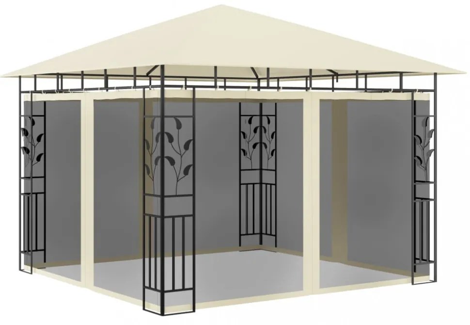krémszínű pavilon szúnyoghálóval 3 x 3 x 2,73 m 180 g/m²
