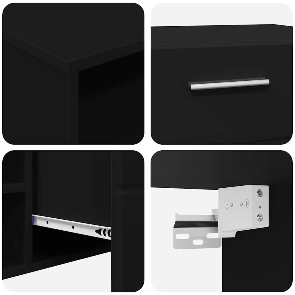 TV szekrény fiókkal polcokkal Fekete 150 x 39 x 30 cm Faanyag