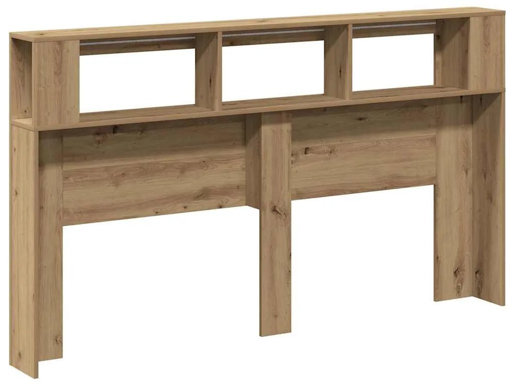 kézműves tölgyszínű szerelt fa LED-es fejtámla 180x18,5x103,5cm