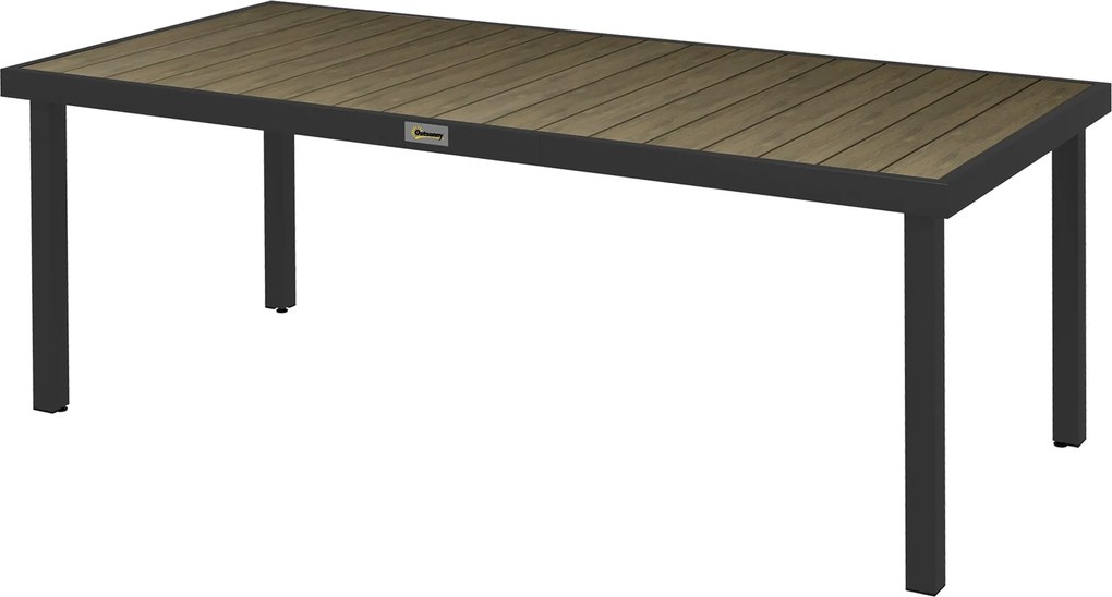 Outsunny Alumínium Kültéri Étkező Asztal 8 Személyre Kockás Felülettel - 190x90x74 cm Natúr és Fekete | Aosom