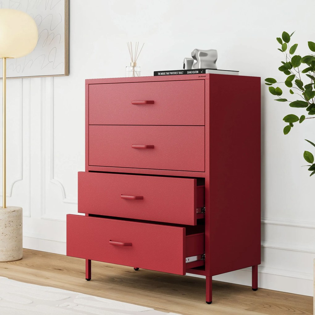Komód CARLA , 800 x 1015 x 400 mm, Modern: piros