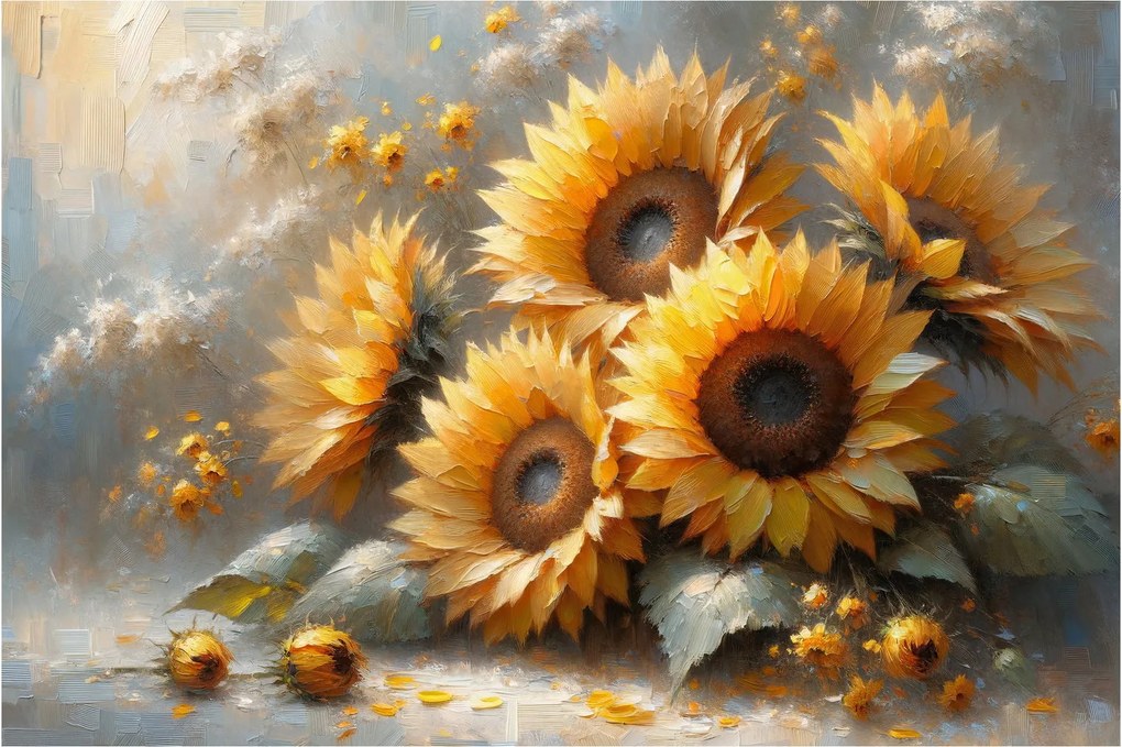 Kép - Napraforgók festménye (90x60 cm)