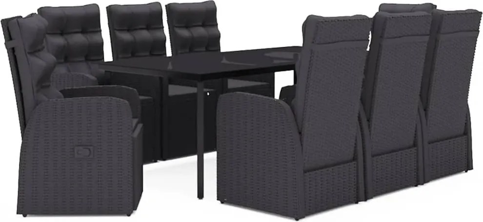 vidaXL 9 részes szürke kerti étkezőgarnitúra párnákkal