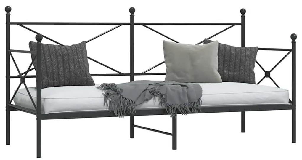 fekete acél kanapéágy matrac nélkül 75 x 190 cm