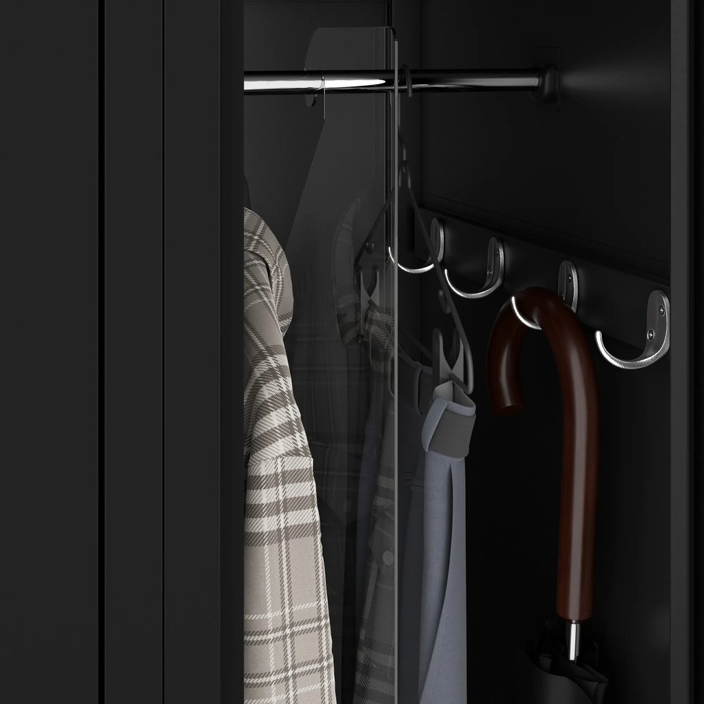 Fém kétrekeszes munkavállalói szekrény fekete: KACPER II, 600 x 1800 x 500 mm