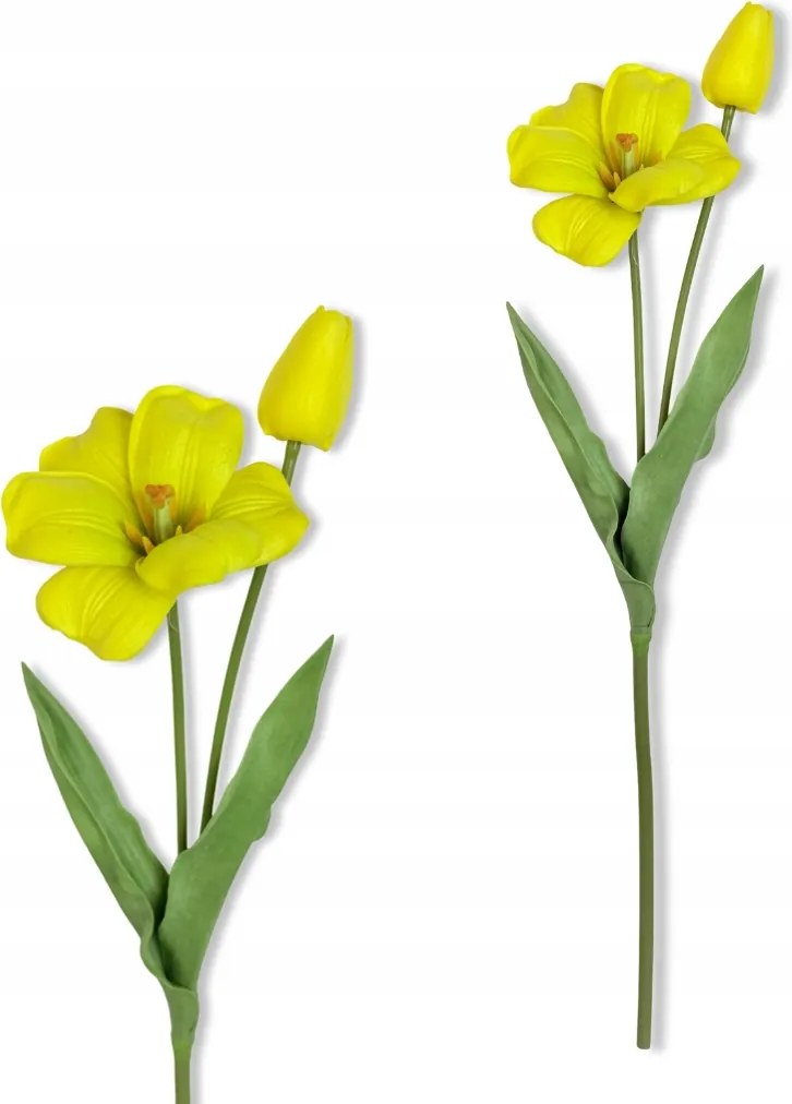 Sárga Tulipán Ág tulipánokkal 53 cm Művirág habszivacs Élő