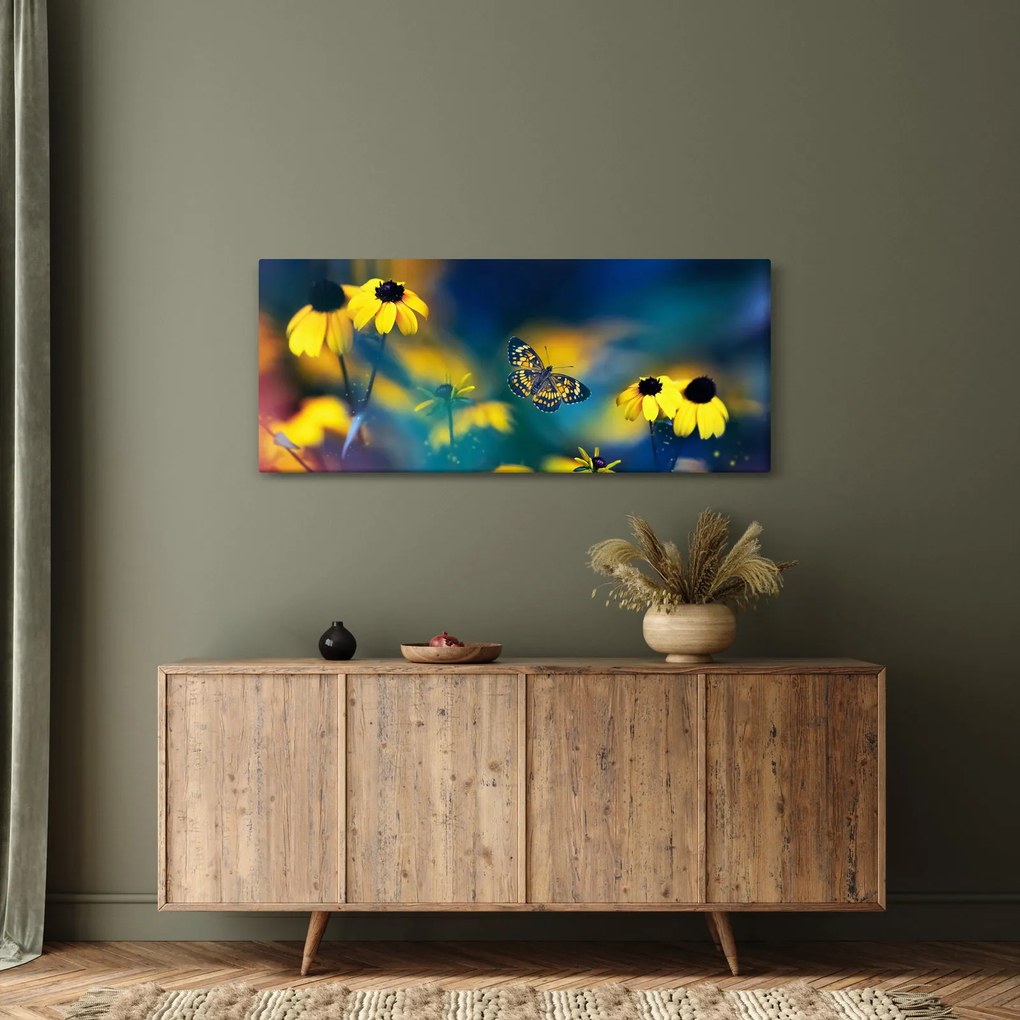 Kép - Sárga pillangó virággal (120x50 cm)