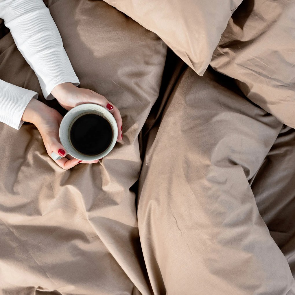 Goldea pamut ágyneműhuzat garnitúra - kávébarna 220 x 200 és 2db 70 x 90 cm