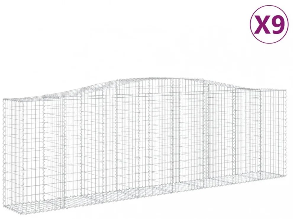 9 db íves horganyzott vas gabion kosár 400x50x120/140 cm
