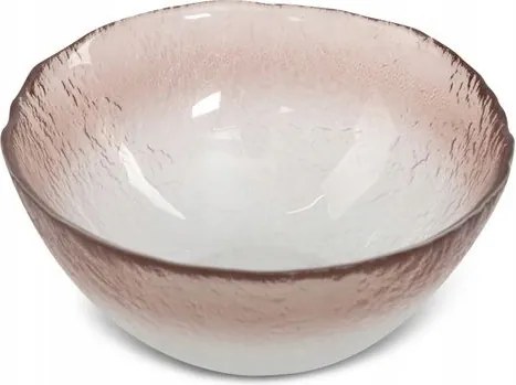 Tál 15x15x7 krémszínű barna művészi üveg