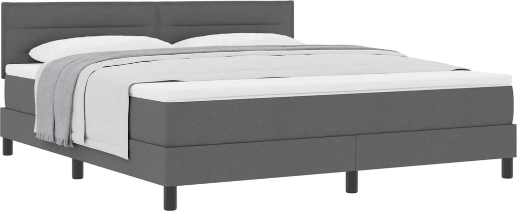 vidaXL Boxrugós ágy matracmal Sötétszürke 180 x 200 cm szövet