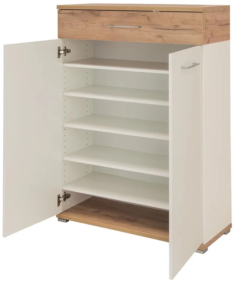 Fehér-natúr színű fiókos cipőtartó tölgyfa dekorral Topix – Germania