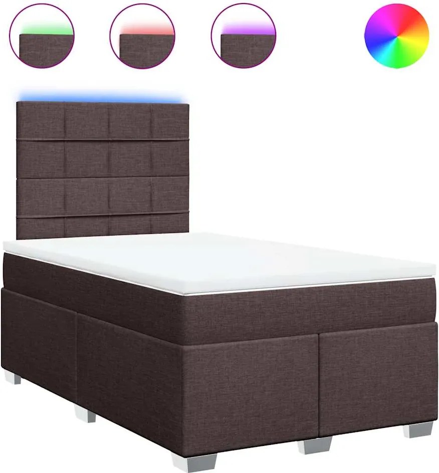vidaXL sötétbarna szövet rugós ágy matraccal 120 x 200 cm