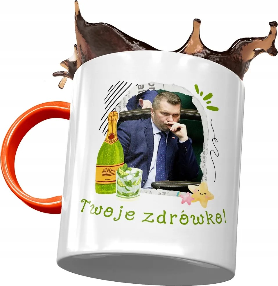 Narancssárga bögre Fekete Pis Ajándék Nyomtatott Fotóval