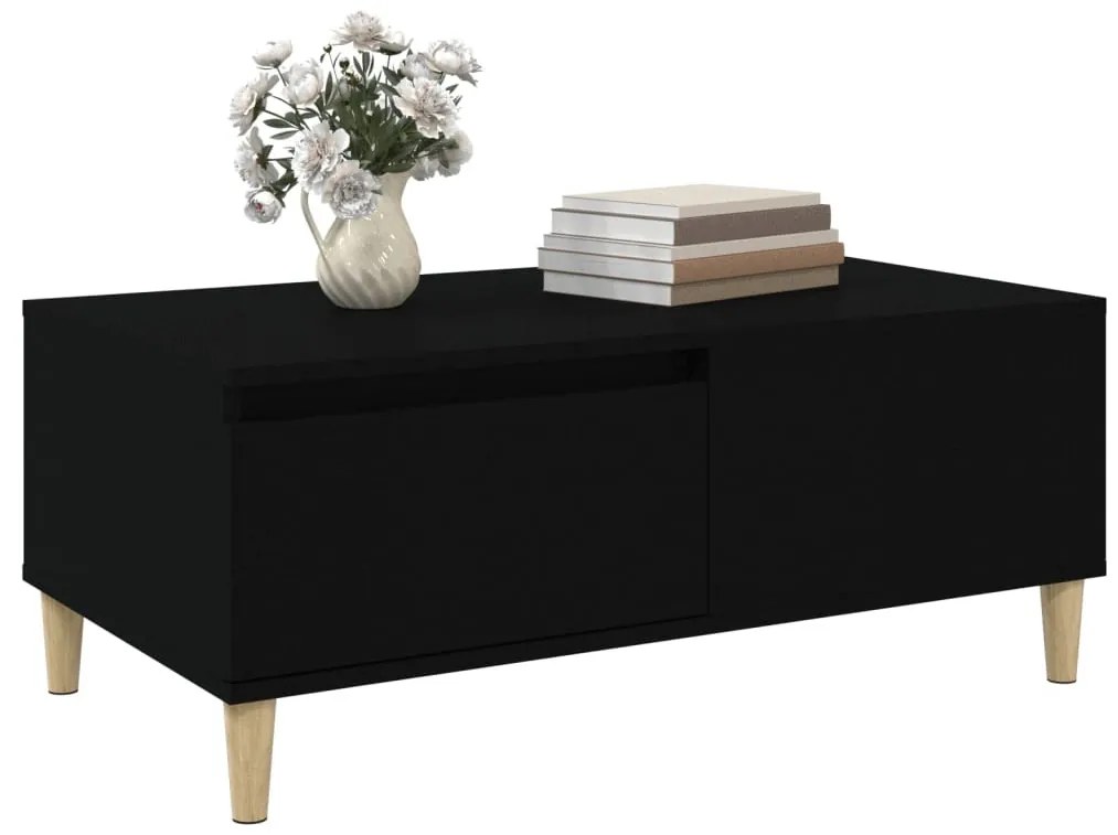 Fekete szerelt fa dohányzóasztal 90x50x36,5 cm